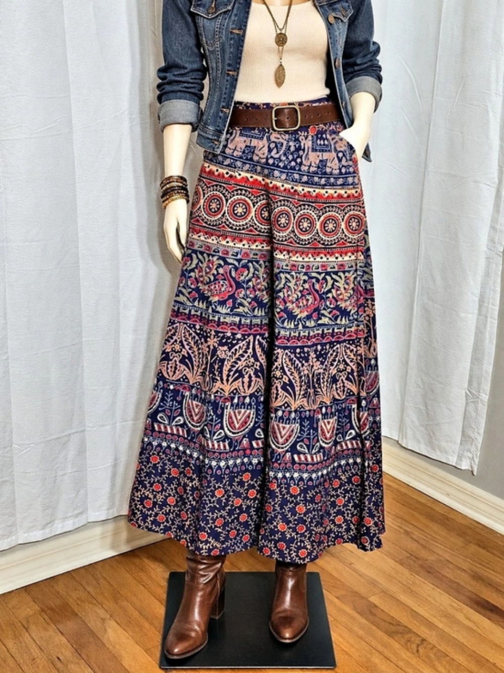 Vintage Funky People Boho Cotton Wrap Skirt – One Size Fits All